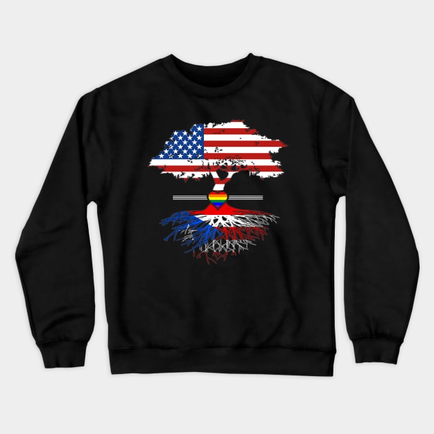 American Grown Puerto Rican Roots Gay Heart LGBT Pride Crewneck Sweatshirt by wheedesign